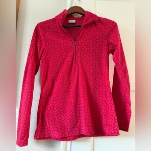 Columbia Pink Geometric Quarter Zip Fleece Women’s Size Small